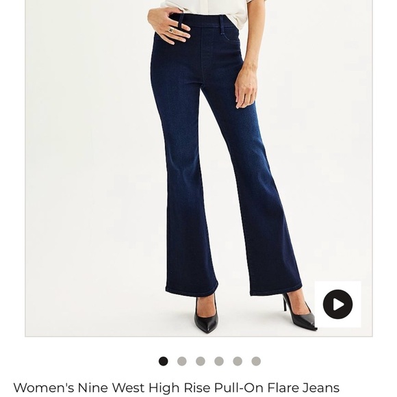 Nine West Blue Flare Wide Leg Jeans Size 12 - Picture 1 of 9